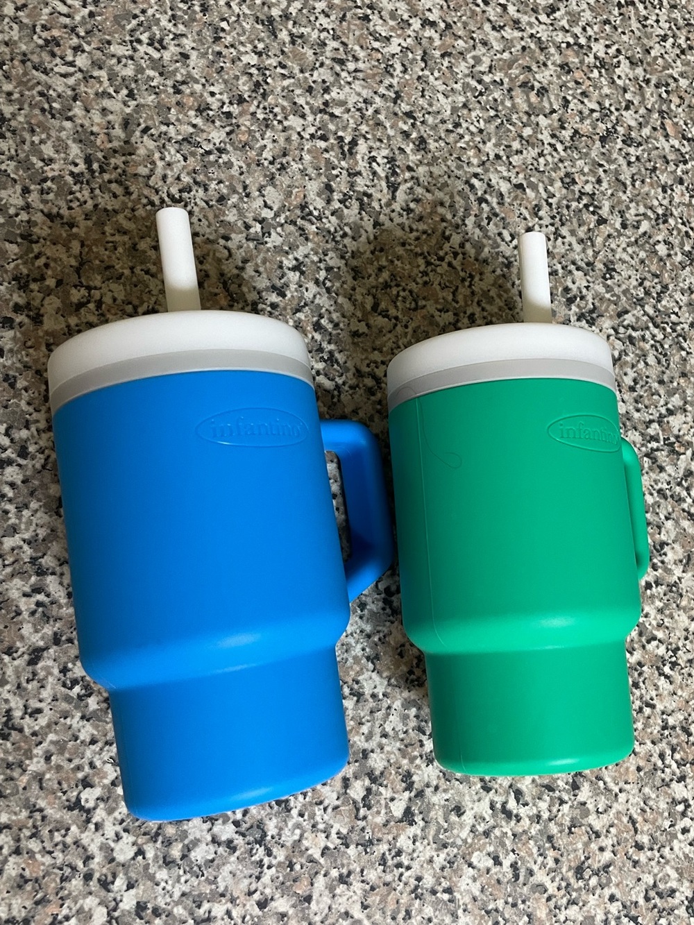 Infantino Blue and Green Insulated Toddler Cups with White Lids - 2 Pack